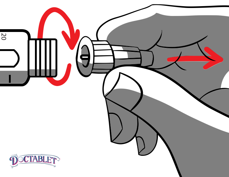 Para quitar la aguja de la pluma gírela en sentido contrario a las agujas del reloj durante 3 a 4 vueltas. La aguja y la tapa deben levantarse fácilmente como una unidad.